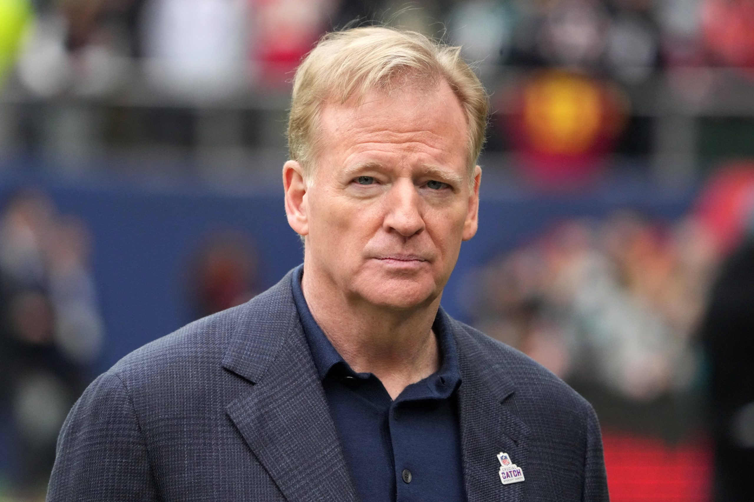 NFL commissioner Roger Goodell attends an NFL International Series game between the Chicago Bears and the Jacksonville Jaguars at Tottenham Hotspur Stadium.