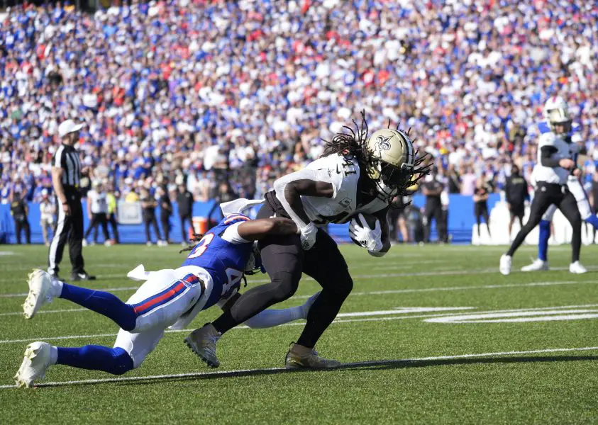 Alvin Kamara and Raheem Mostert are one of several running backs the Bears could target via a trade.